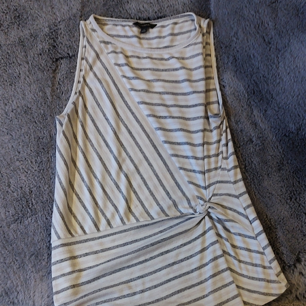 Banana Republic Striped Twist Tank Top - White and Gray